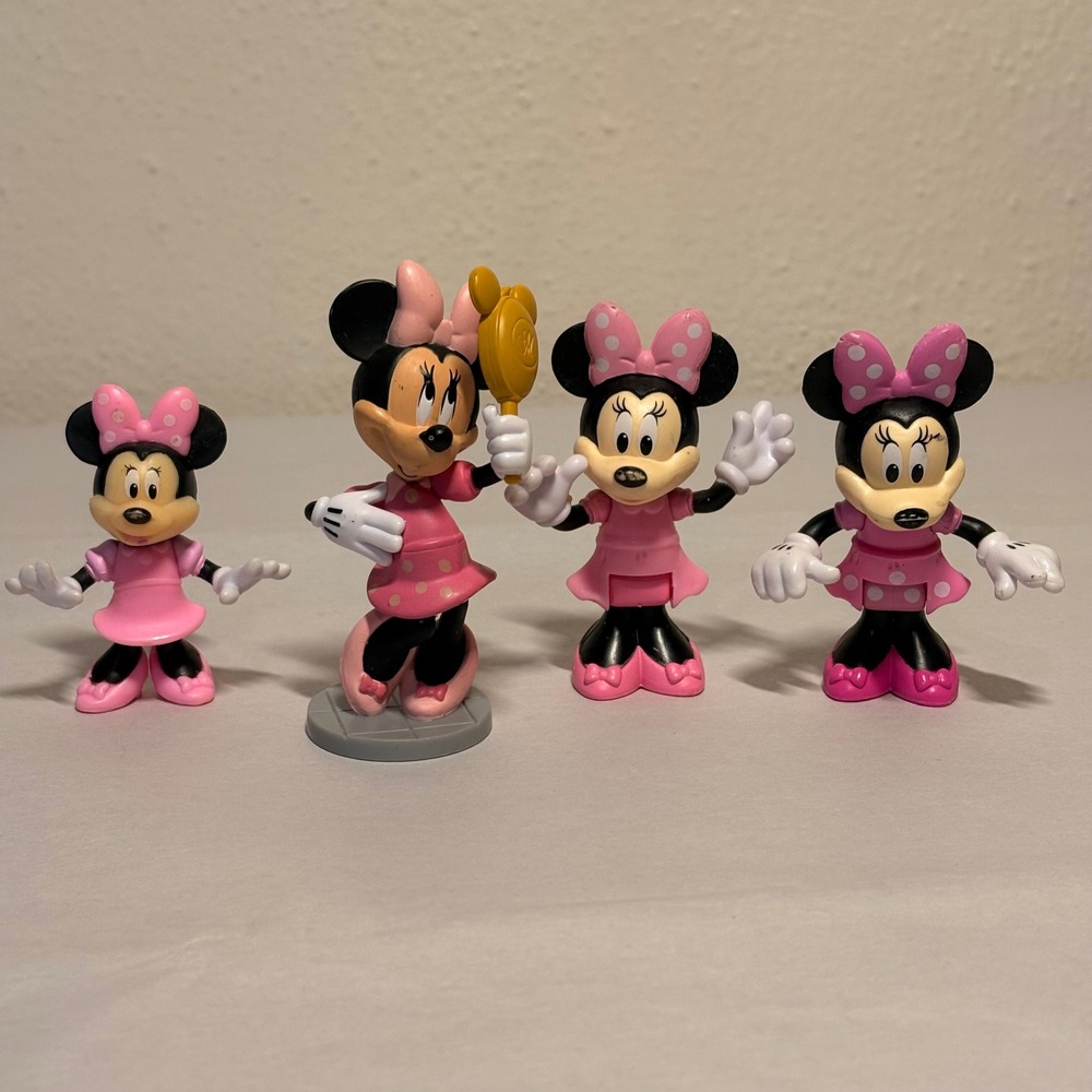 Disney Minnie‎ Mouse Figures Kids OS Pink Good 4pc Toy Lot Articulated Figurine